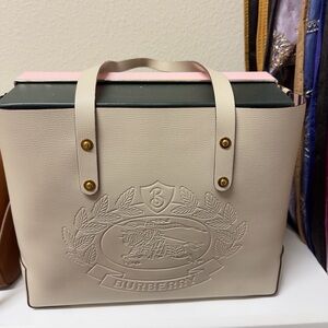 Burberry Tan Embossed Tote Bag